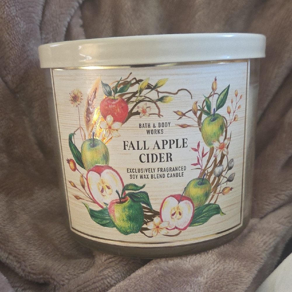 Bath & Body Works Fall Apple Cider Candle - Cream and Green
